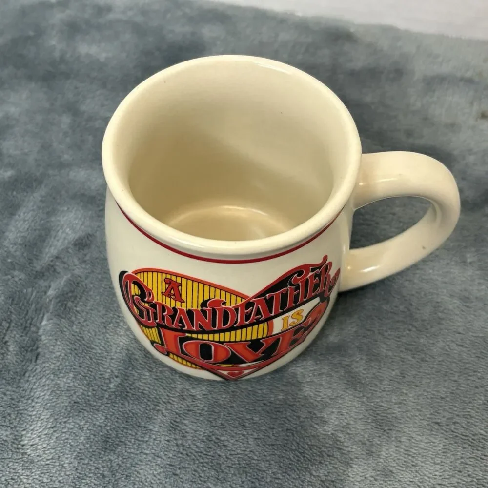 Vintage Grandfather Is Love White Stoneware coffee 10 oz. Grandparents Keepsake